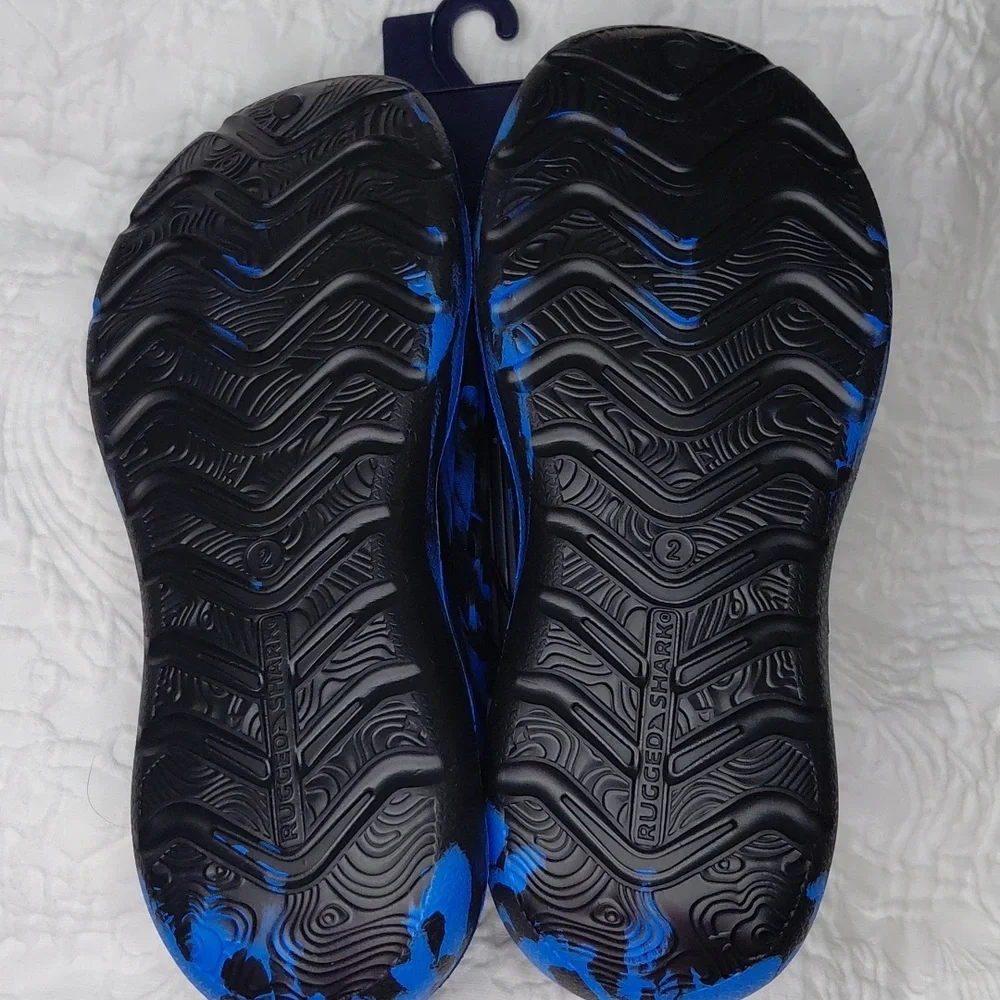 Rugged Shark Blue and Black Boys Water Shoes Sz 2